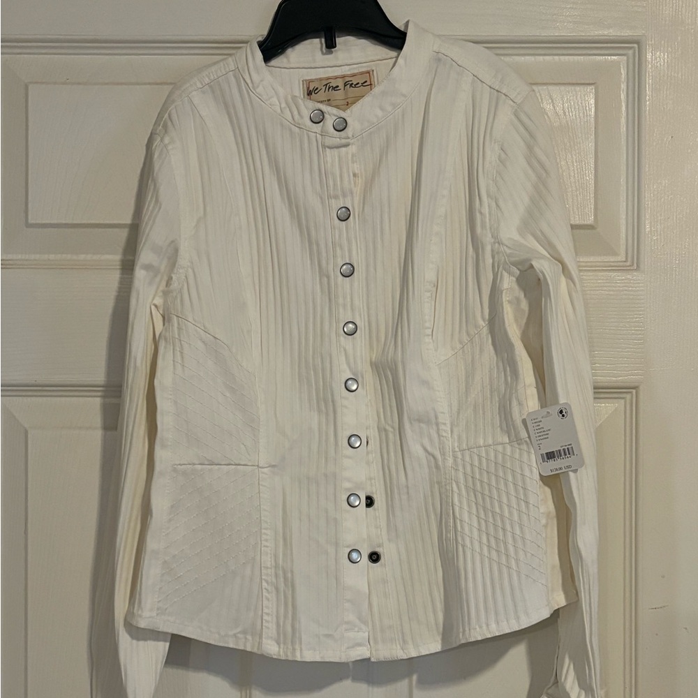 We The Free Ivory Button-Up Blouse